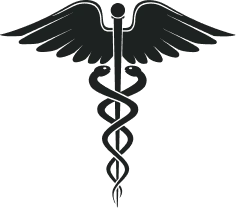 Medical symbol with wings, snake and a staff