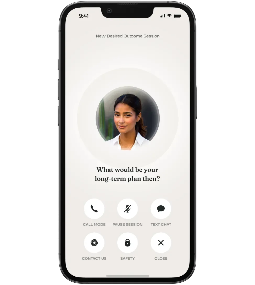 The Yuna app on a phone during a live coaching session