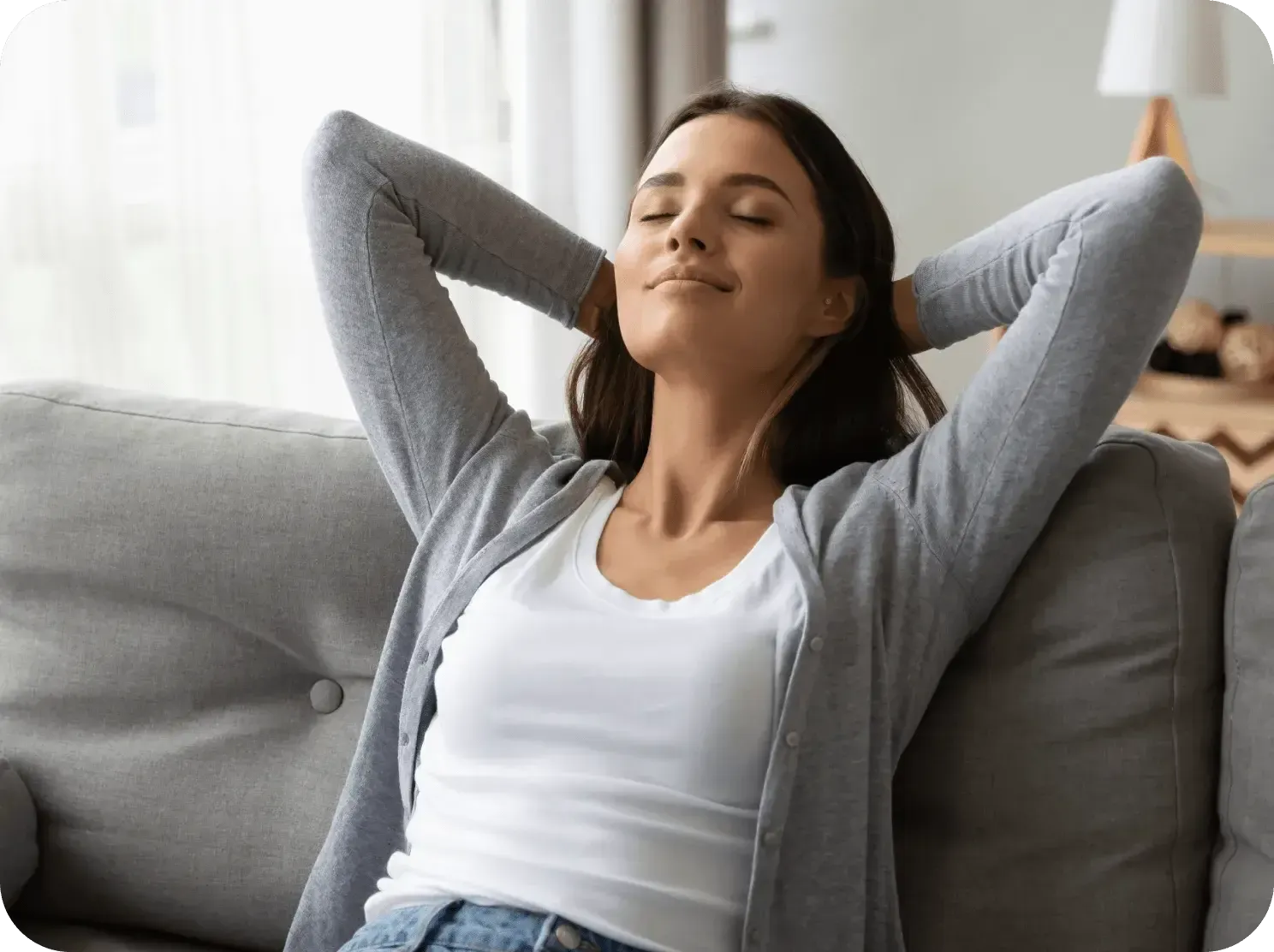 woman relaxing on couch
